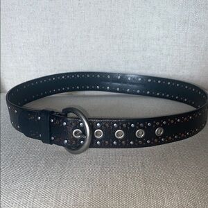 Studded Dark Brown Leather Belt - size M 32/34
